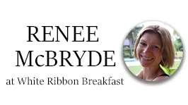 Renee McBryde speaks at White Ribbon Breakfast