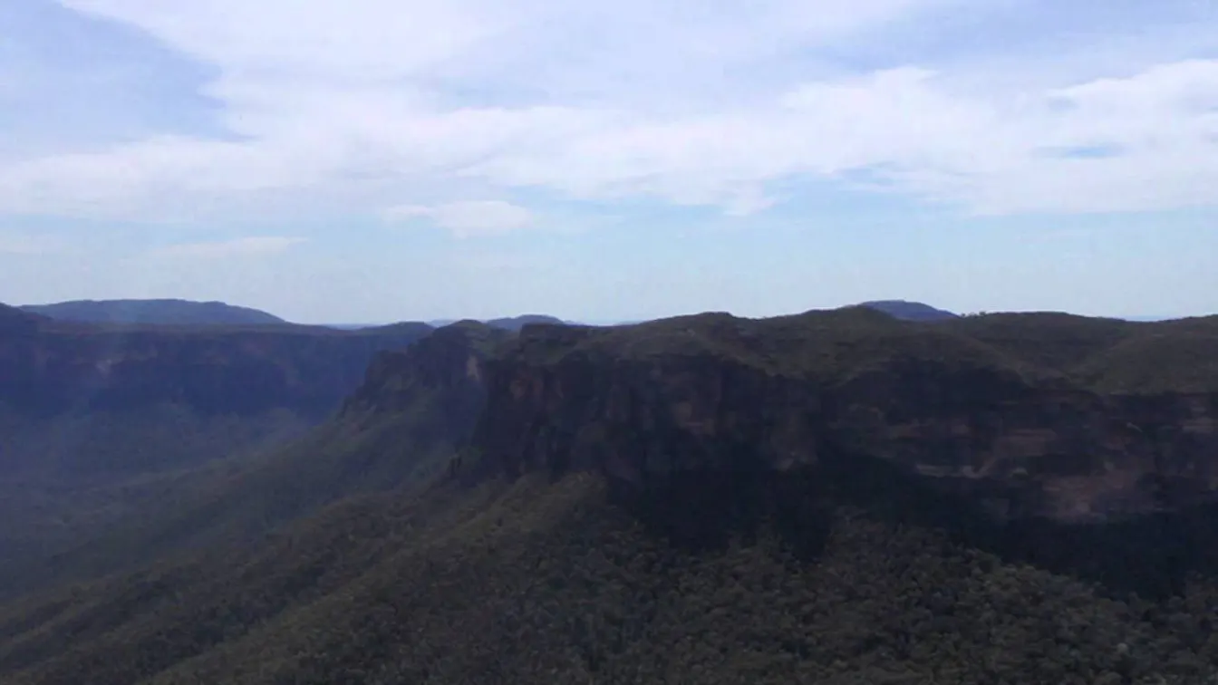 Evergreen Falls and the Blue Mountains